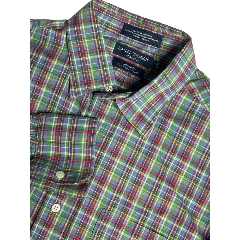 Daniel Cremieux Classics Tailored Fit Men;s Long Sleeve Plaid Medium Button Up S